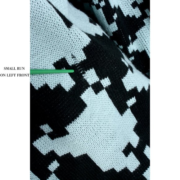 OS Vintage 90s Stefano Teal Black Oversize Houndstooth Sweater New Wave 80s - Picture 9 of 9